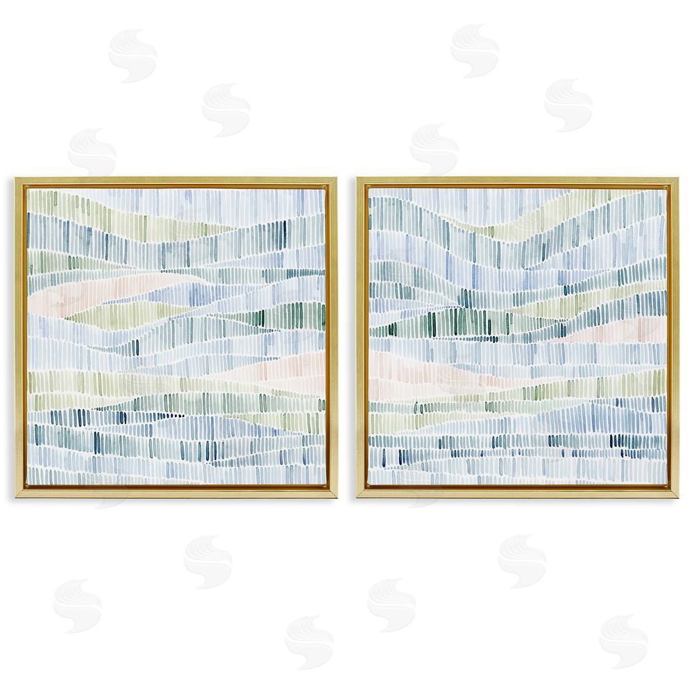Grace Popp Modern Abstract Nautical Wavy Striped Pattern Gold Floating Frame Canvas Wall Art Print