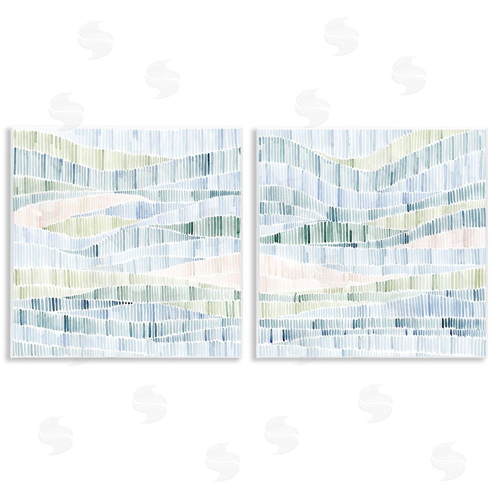 Grace Popp Modern Abstract Nautical Wavy Striped Pattern Wooden Wall Plaque Art Print