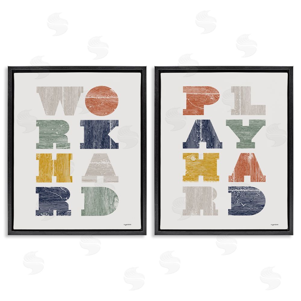 Lady Louise Designs Children's Block Typography Phrase Black Floating Frame Canvas Wall Art Print