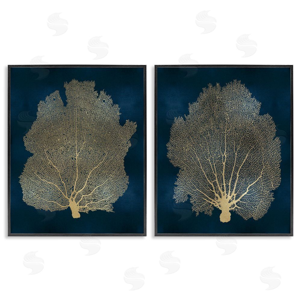 Melonie Miller Modern Aquatic Sea Fan Composition Black Framed Giclee Wall Art Print
