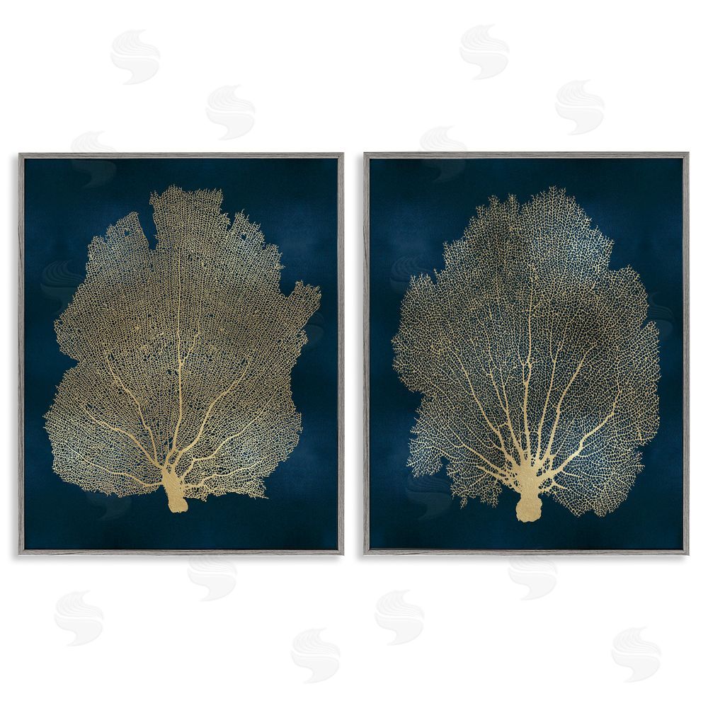 Melonie Miller Modern Aquatic Sea Fan Composition Gray Framed Giclee Wall Art Print