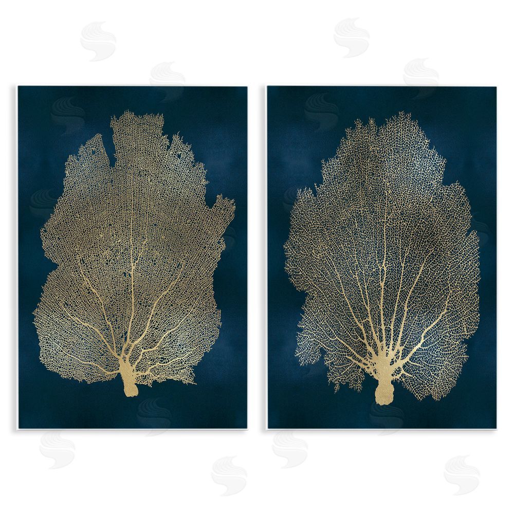 Melonie Miller Modern Aquatic Sea Fan Composition Wooden Wall Plaque Art Print