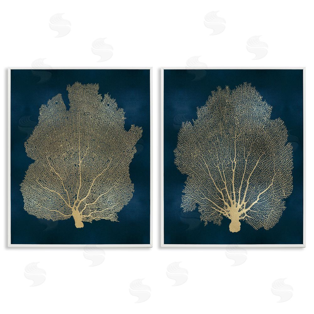 Melonie Miller Modern Aquatic Sea Fan Composition White Framed Giclee Wall Art Print
