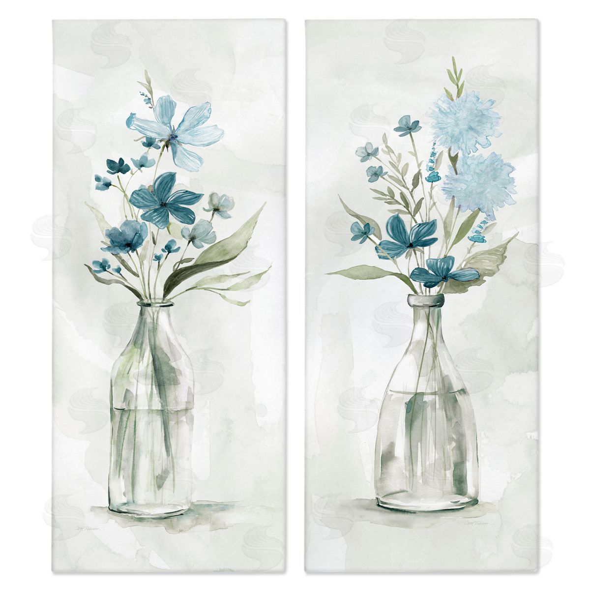 Elegant Indigo Lilac Flower Jars Canvas Wall Art, Home Decor by Carol Robinson