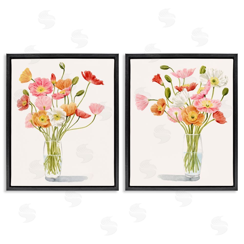 Grace Popp Dazzling Flower Blossoms Soft Pink Bouquets Black Floating Frame Canvas Wall Art Print
