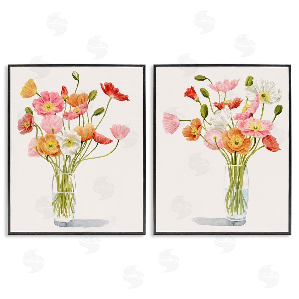 Grace Popp Dazzling Flower Blossoms Soft Pink Bouquets Black Framed Giclee Wall Art Print