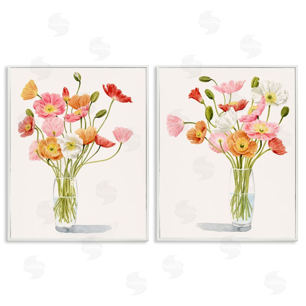Grace Popp Dazzling Flower Blossoms Soft Pink Bouquets White Framed Giclee Wall Art Print