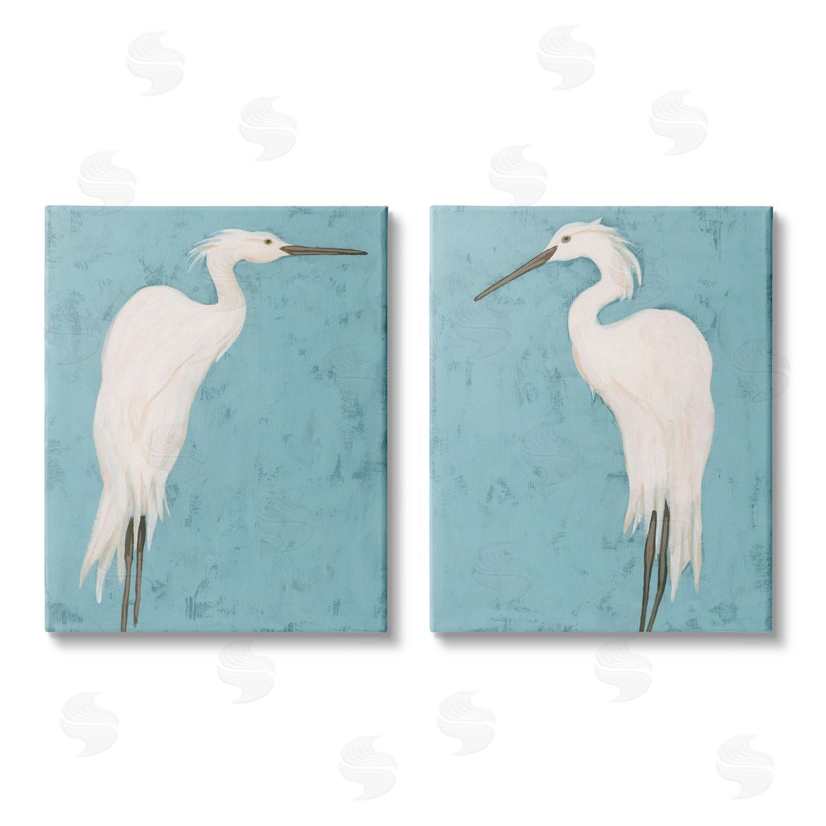 June Erica Vess Nautical Heron Casual Coastal Bird Canvas Wall Art Print