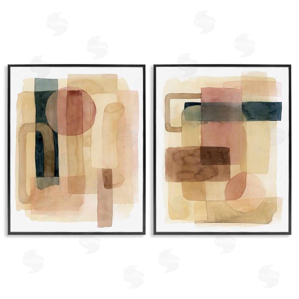 Grace Popp Geometric Shapes Abstract Clustered Forms Black Framed Giclee Wall Art Print