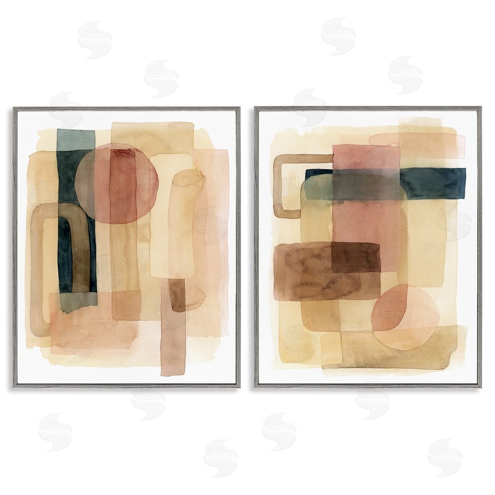 Grace Popp Geometric Shapes Abstract Clustered Forms Gray Framed Giclee Wall Art Print