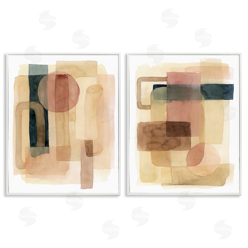 Grace Popp Geometric Shapes Abstract Clustered Forms White Framed Giclee Wall Art Print