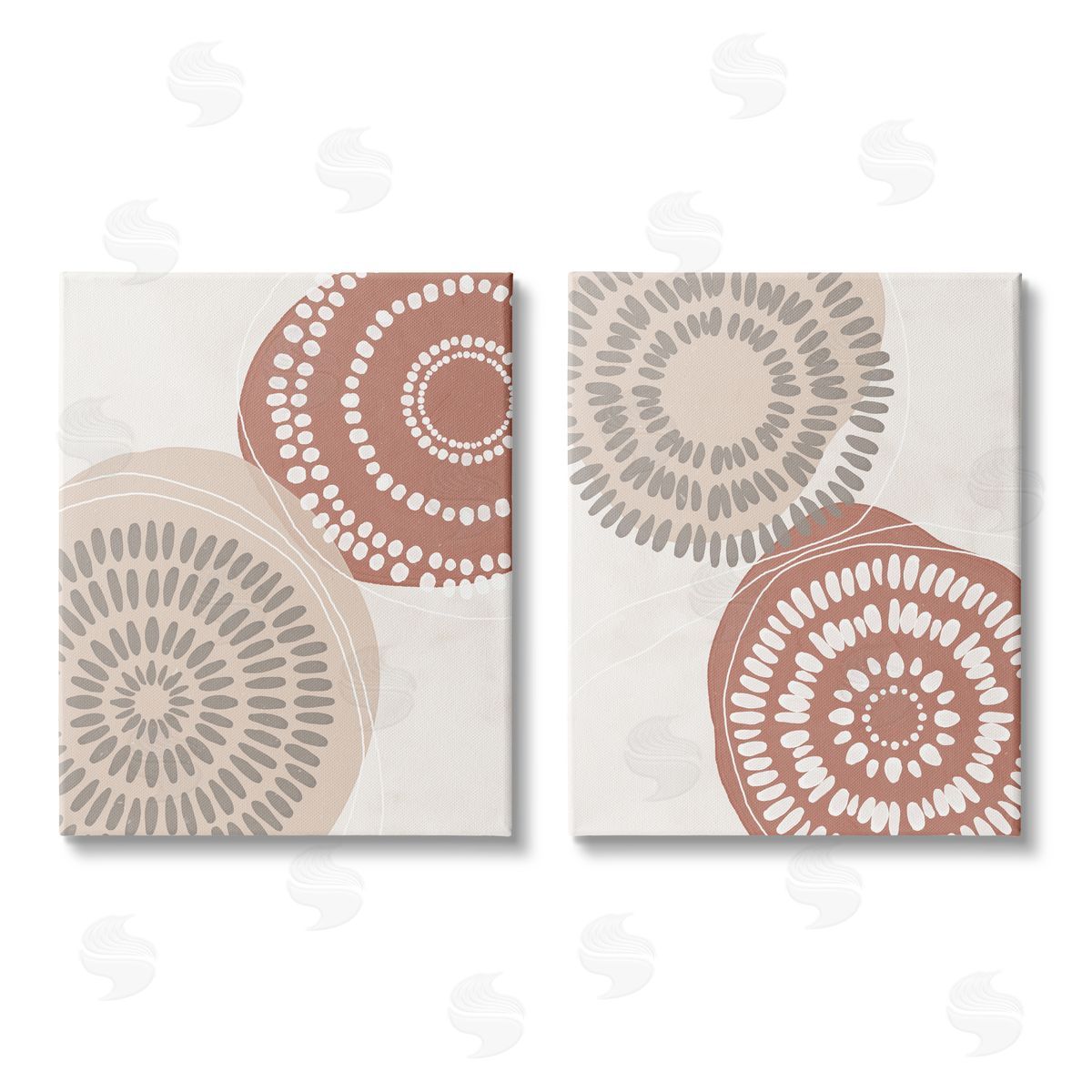 Nina Blue Geometric Mandala Ink Drops Boho Circular Doodle Canvas Wall Art Print
