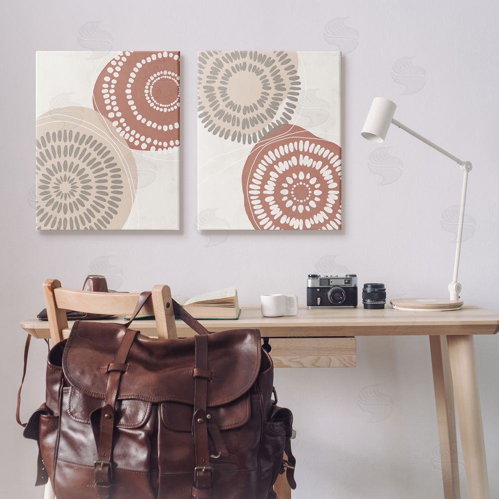 Nina Blue Geometric Mandala Ink Drops Boho Circular Doodle Canvas Wall Art Print in Room