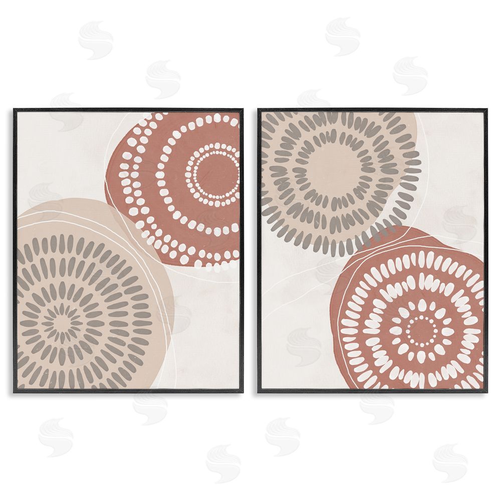 Nina Blue Geometric Mandala Ink Drops Boho Circular Doodle Black Framed Giclee Wall Art Print