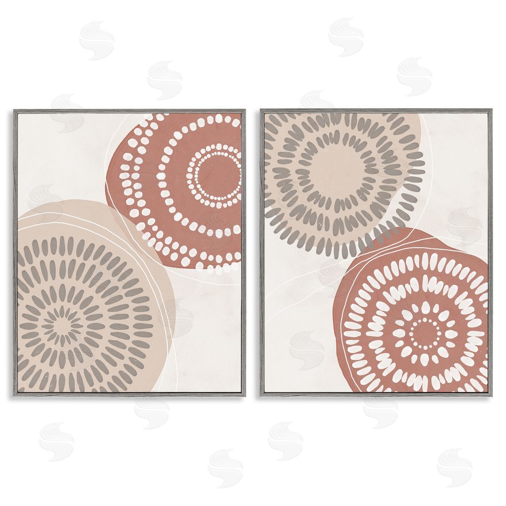 Nina Blue Geometric Mandala Ink Drops Boho Circular Doodle Gray Framed Giclee Wall Art Print