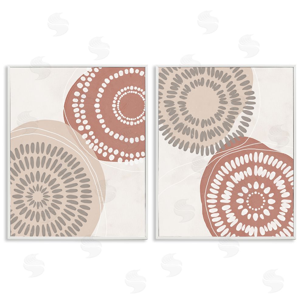 Nina Blue Geometric Mandala Ink Drops Boho Circular Doodle White Framed Giclee Wall Art Print
