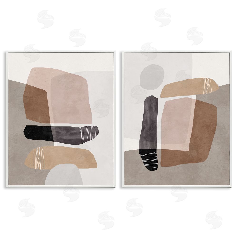Nina Blue Nature Rock Balancing Transparent Collage  White Framed Giclee Wall Art Print