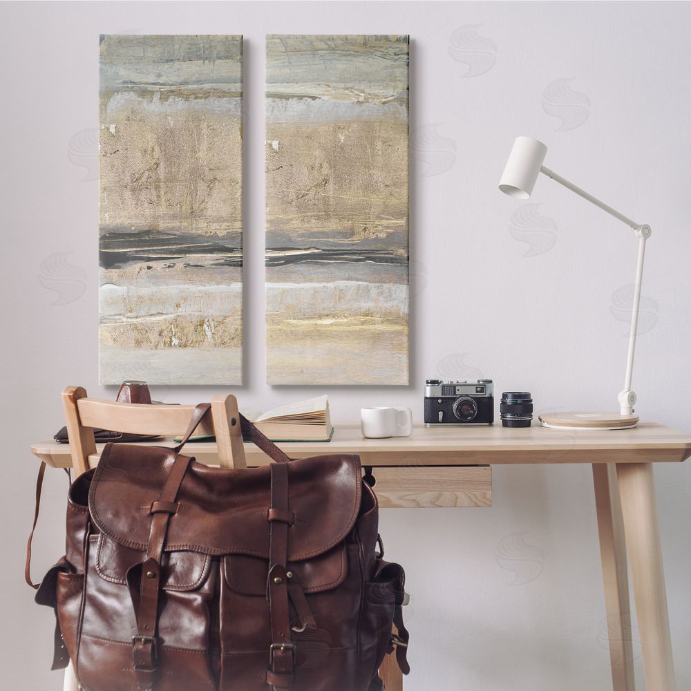 Lanie Loreth Abstract Earth Soil Textured Brown Grey Collage Canvas Wall Art Print in Room