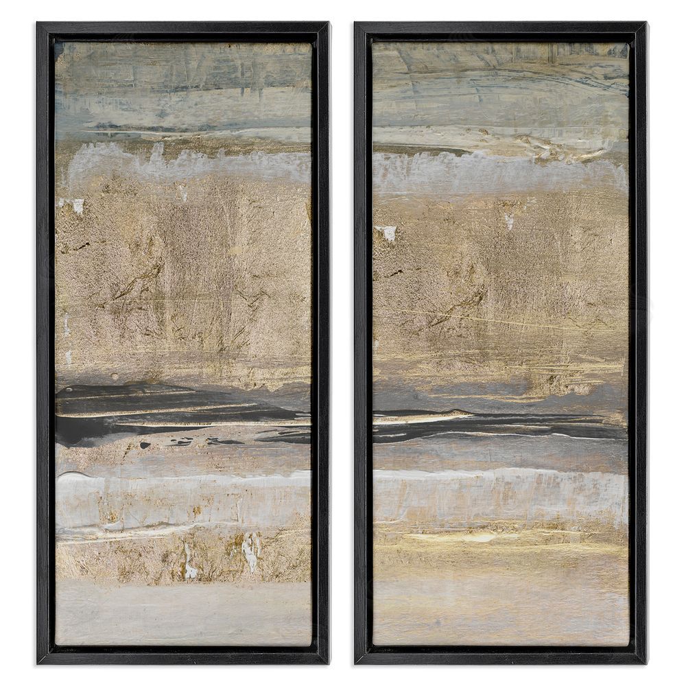 Lanie Loreth Abstract Earth Soil Textured Brown Grey Collage Black Floating Frame Canvas Wall Art Print