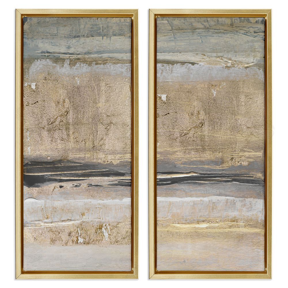 Lanie Loreth Abstract Earth Soil Textured Brown Grey Collage Gold Floating Frame Canvas Wall Art Print