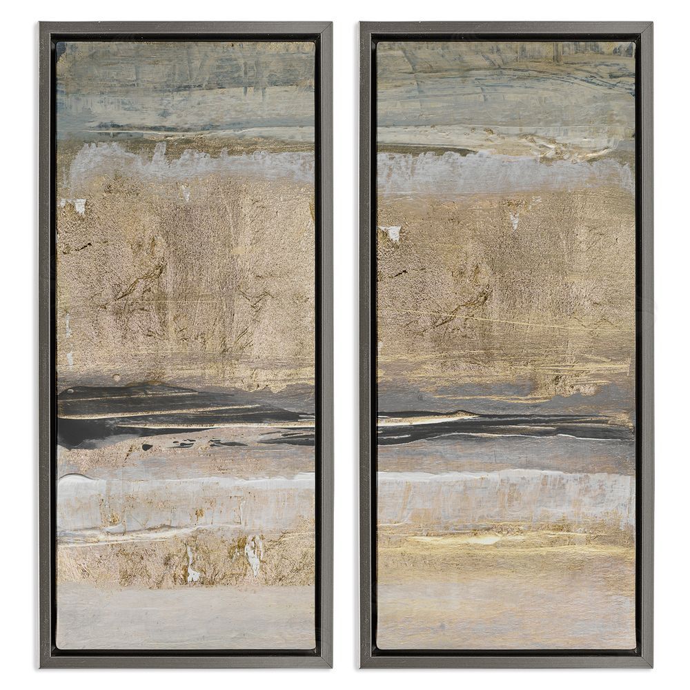 Lanie Loreth Abstract Earth Soil Textured Brown Grey Collage Gray Floating Frame Canvas Wall Art Print