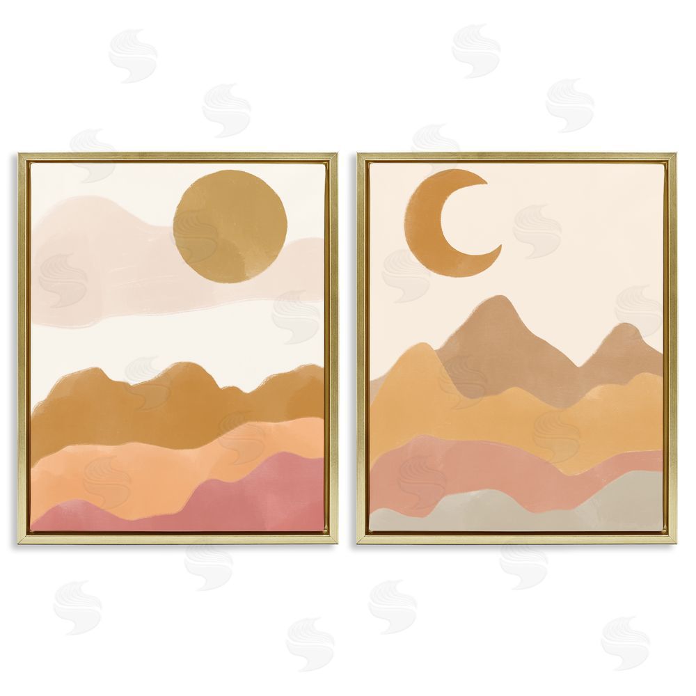 Taylor Shannon Designs Daily Outdoor Desert Landscape Terracotta Gold Floating Frame Canvas Wall Art Print