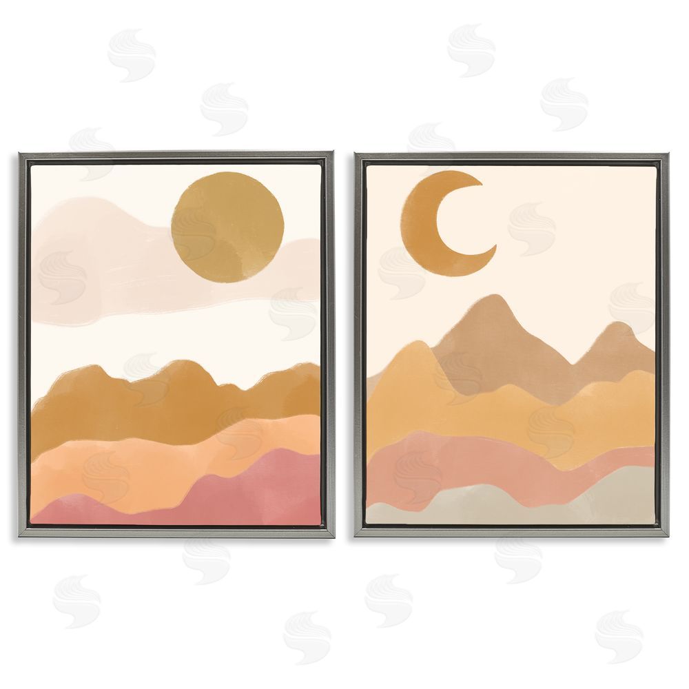 Taylor Shannon Designs Daily Outdoor Desert Landscape Terracotta Gray Floating Frame Canvas Wall Art Print