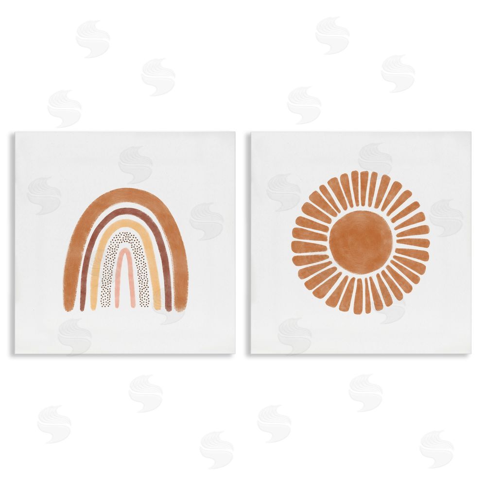 Taylor Shannon Designs Cute Patterned Rainbow & Sun Boho Kids Canvas Wall Art Print