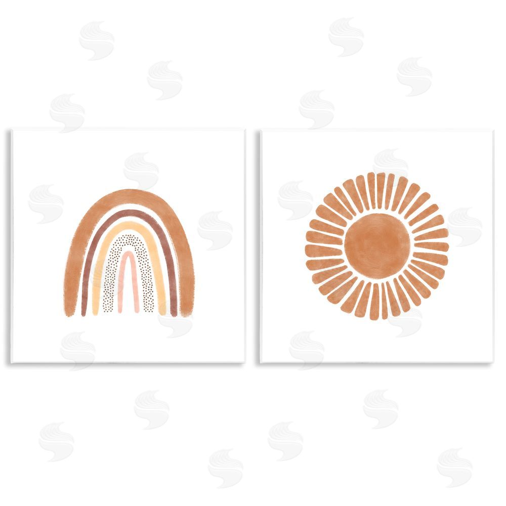 Taylor Shannon Designs Cute Patterned Rainbow & Sun Boho Kids Wooden Wall Plaque Art Print