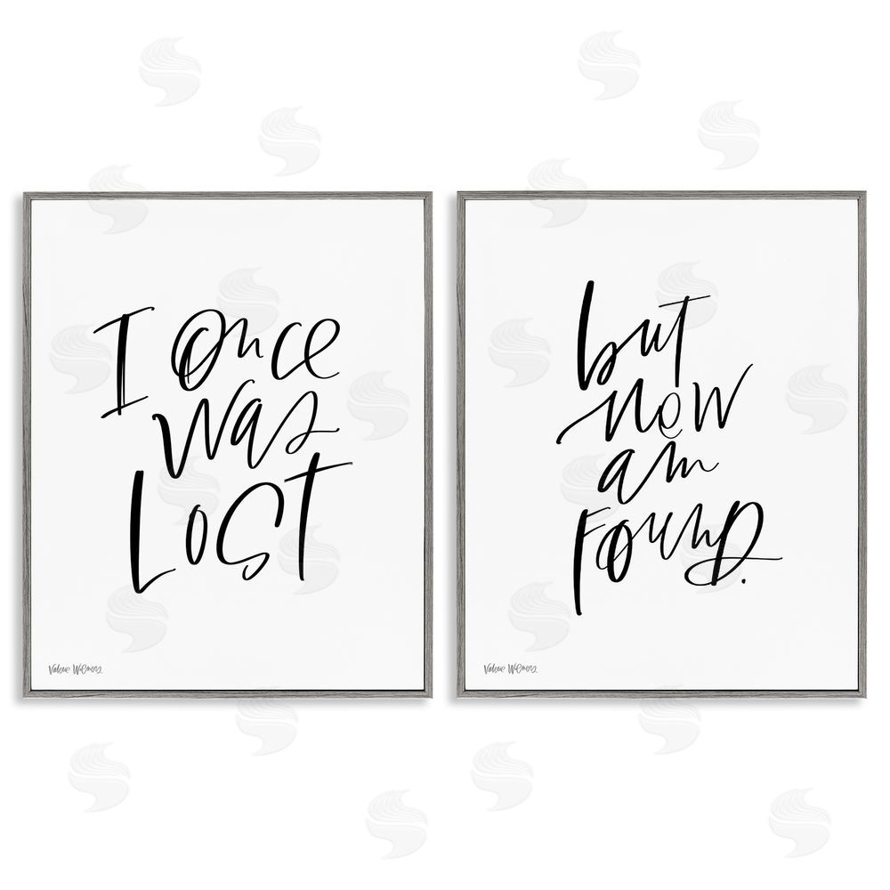 Valerie Wieners Lost Now Am Found Calligraphy Religious Gray Framed Giclee Wall Art Print