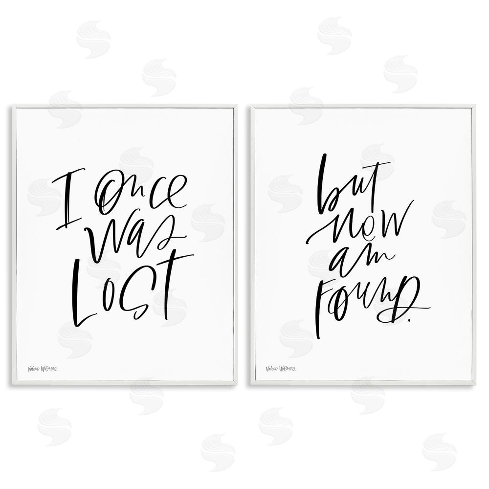 Valerie Wieners Lost Now Am Found Calligraphy Religious White Framed Giclee Wall Art Print