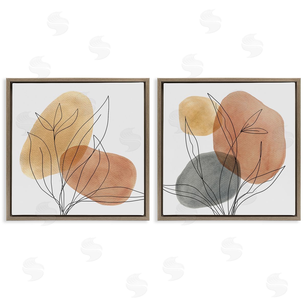 Simple Neutral Southwestern Botanicals Brown Floating Frame Canvas Wall Art, Home Decor by Carol Robinson