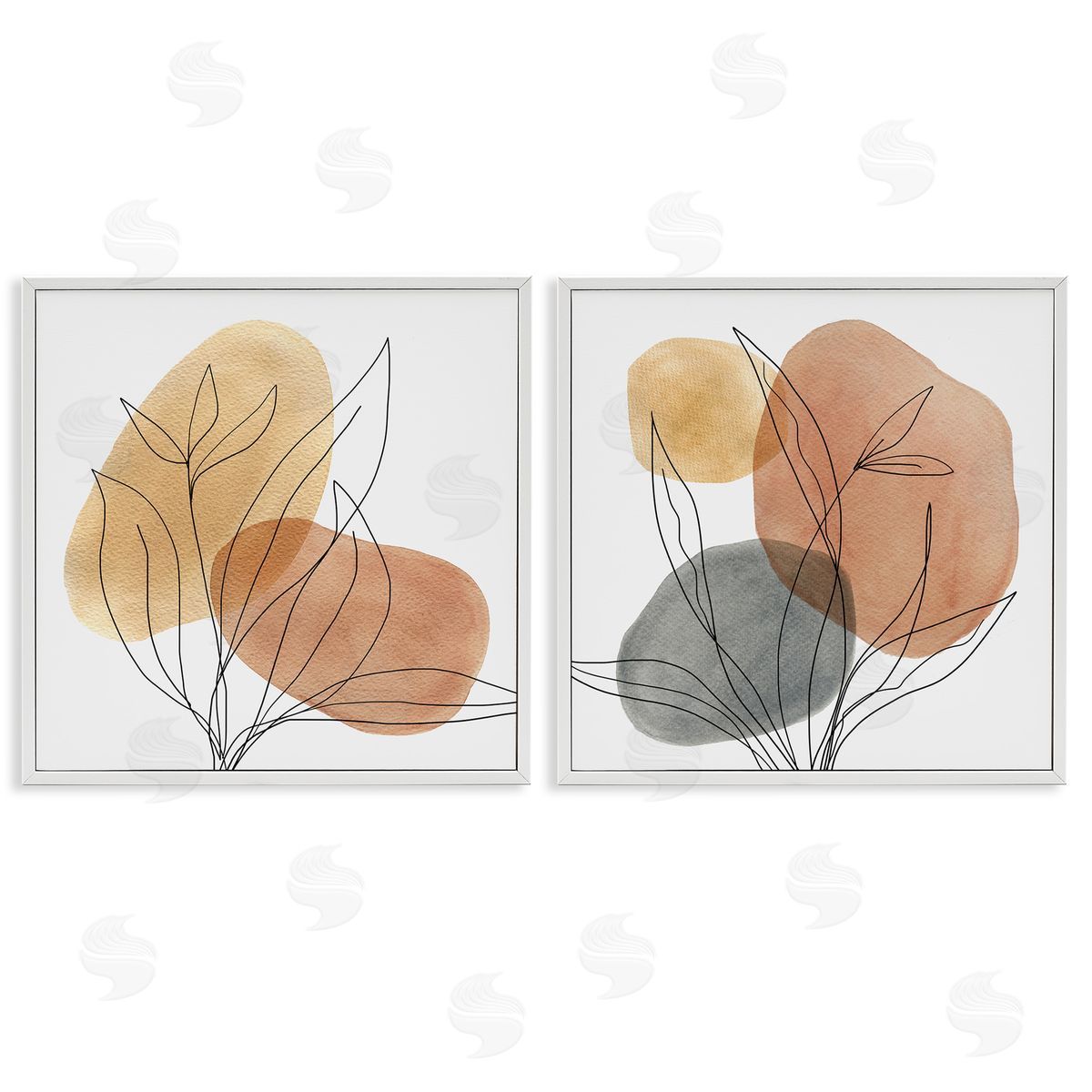 Simple Neutral Southwestern Botanicals White Frame Print Wall Art, Home Decor by Carol Robinson
