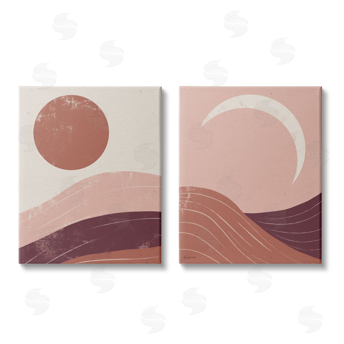 Becky Thorns Sun And Moon Sunrise Sunset Desert Collage Canvas Wall Art Print