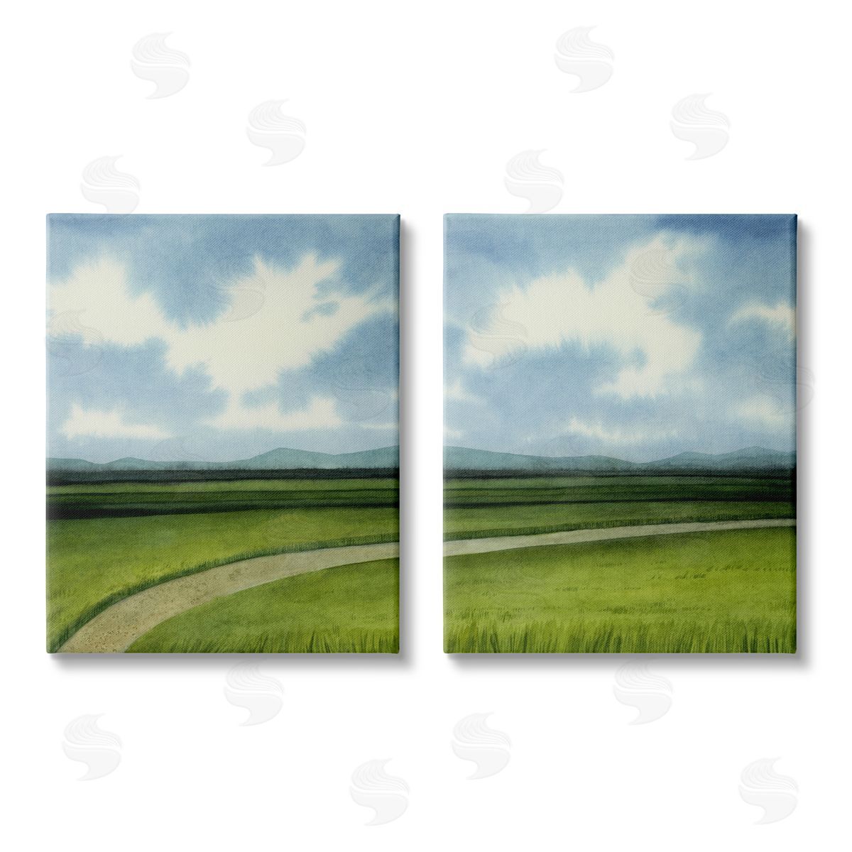 Grace Popp Rural Cloudy Countryside Green Fields Design Canvas Wall Art Print