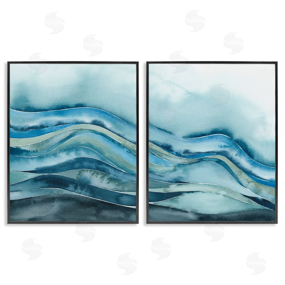 Grace Popp Abstract Blue Wave Seascape Tranquil Ocean Black Framed Giclee Wall Art Print