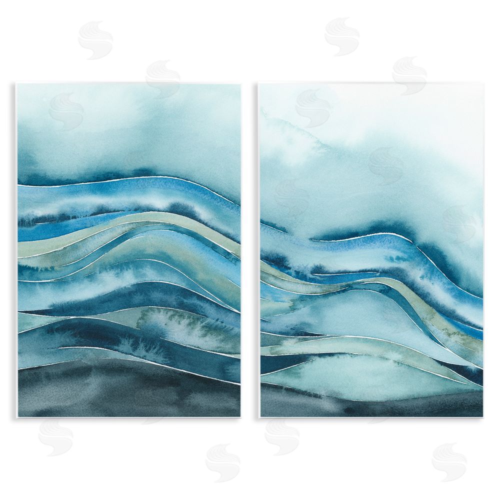 Grace Popp Abstract Blue Wave Seascape Tranquil Ocean Wooden Wall Plaque Art Print