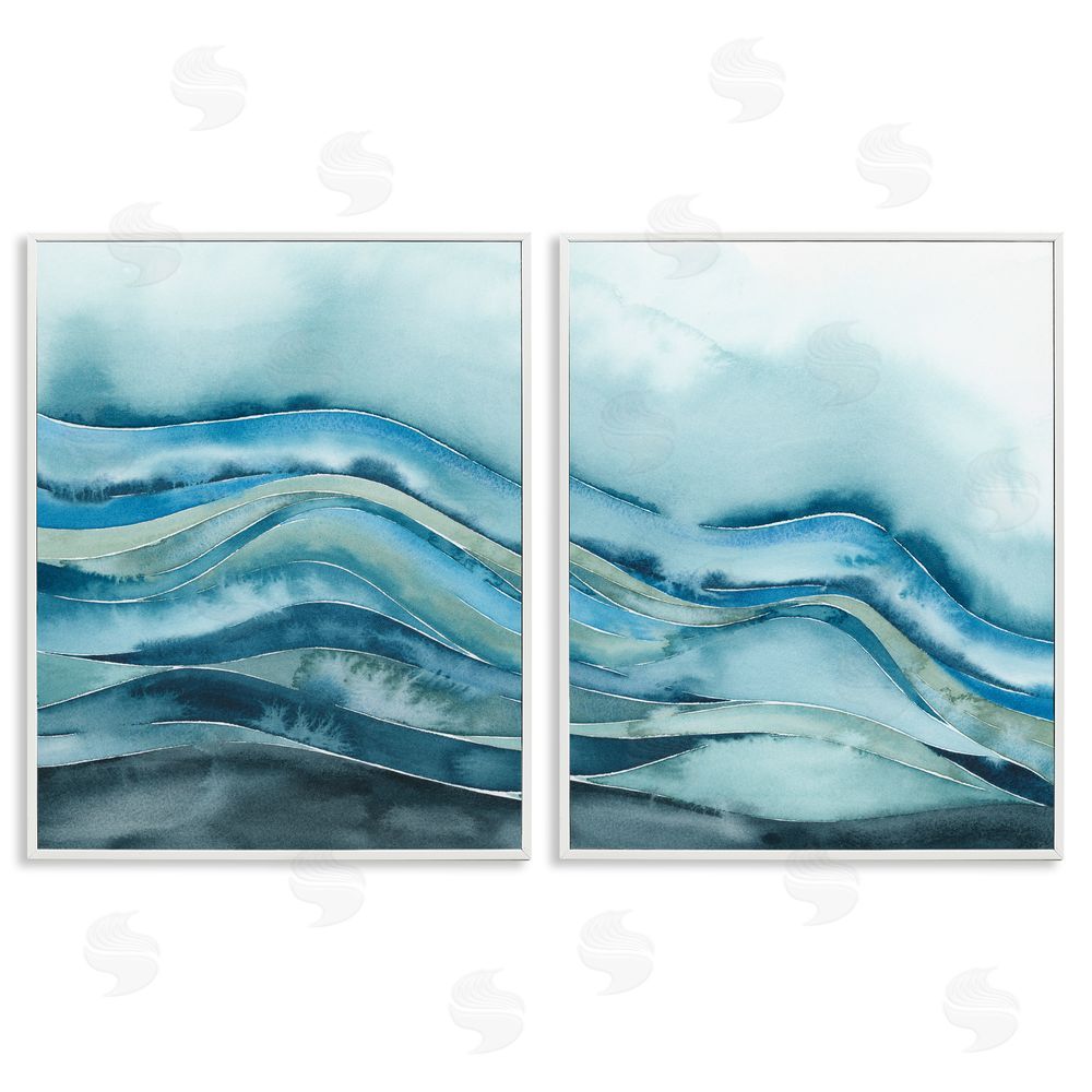 Grace Popp Abstract Blue Wave Seascape Tranquil Ocean White Framed Giclee Wall Art Print