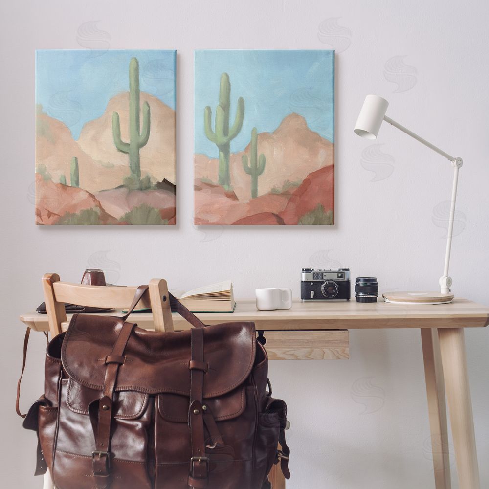 Jacob Green Warm Sunny Desert Cactus Western Landscape  Canvas Wall Art Print in Room