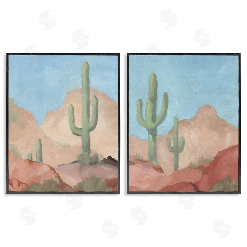 Jacob Green Warm Sunny Desert Cactus Western Landscape  Black Framed Giclee Wall Art Print