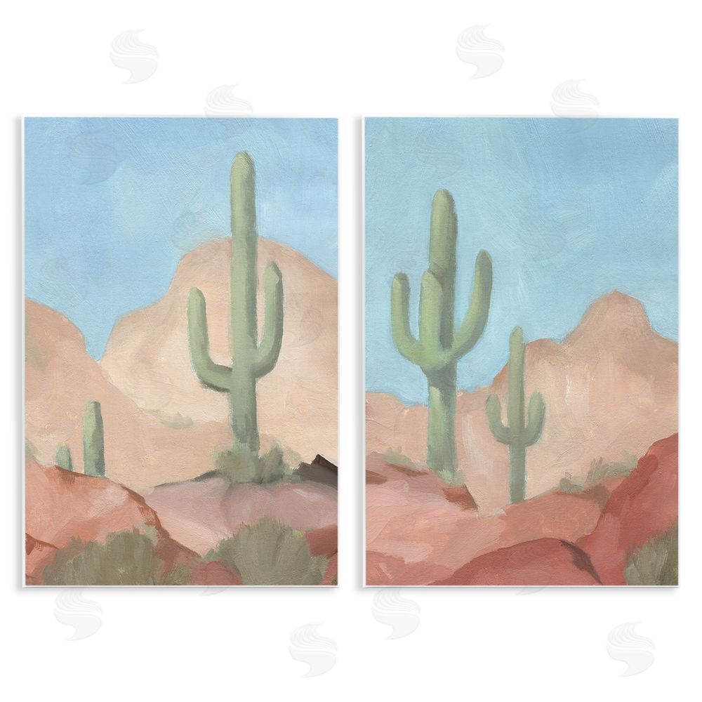 Jacob Green Warm Sunny Desert Cactus Western Landscape  Wooden Wall Plaque Art Print