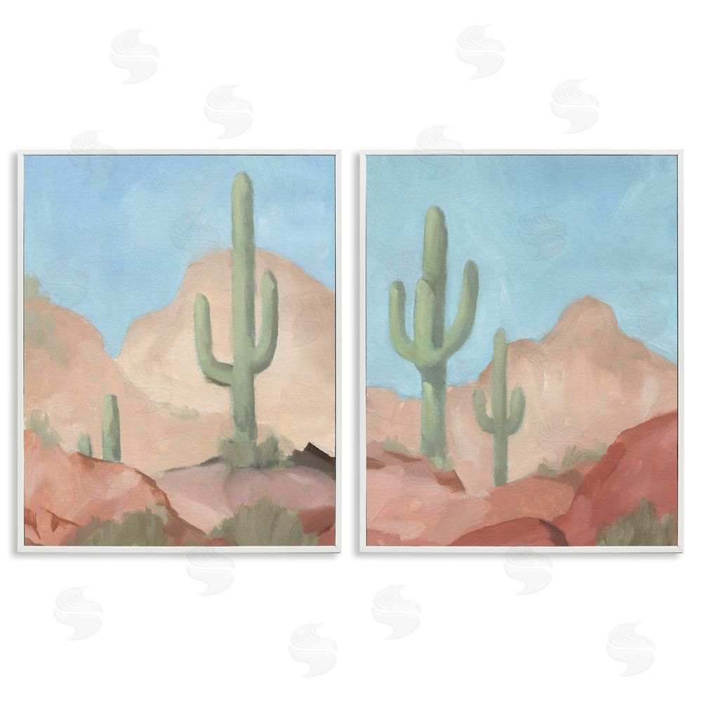 Jacob Green Warm Sunny Desert Cactus Western Landscape  White Framed Giclee Wall Art Print