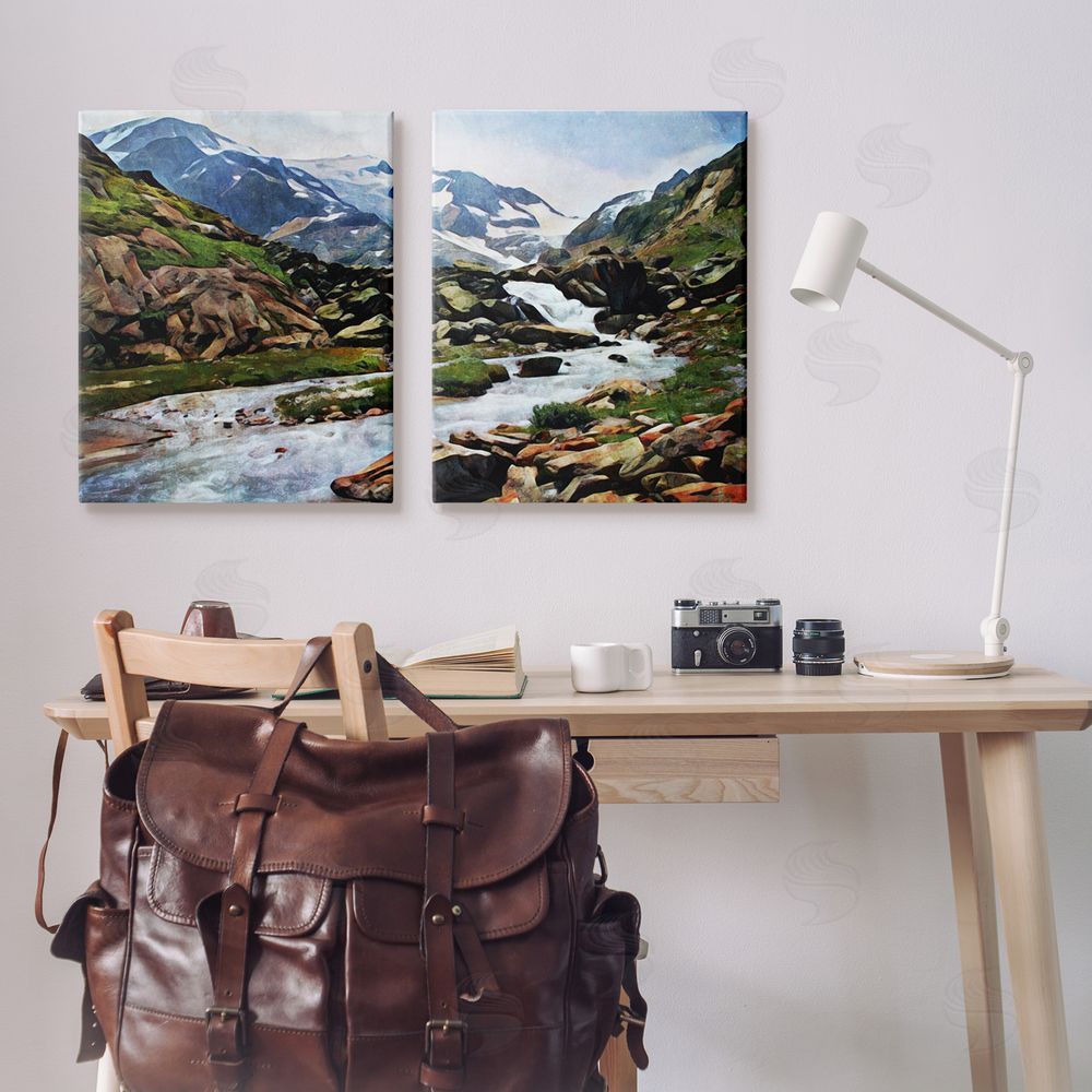 Ashley Aldridge Peaceful Rocky Mountains Water Landscape Canvas Wall Art Print in Room