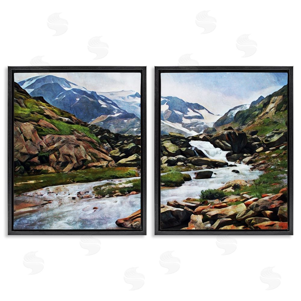 Ashley Aldridge Peaceful Rocky Mountains Water Landscape Black Floating Frame Canvas Wall Art Print