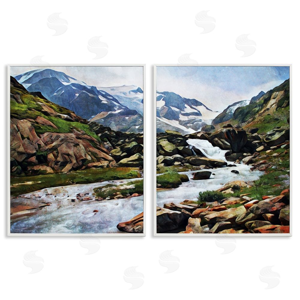 Ashley Aldridge Peaceful Rocky Mountains Water Landscape White Framed Giclee Wall Art Print