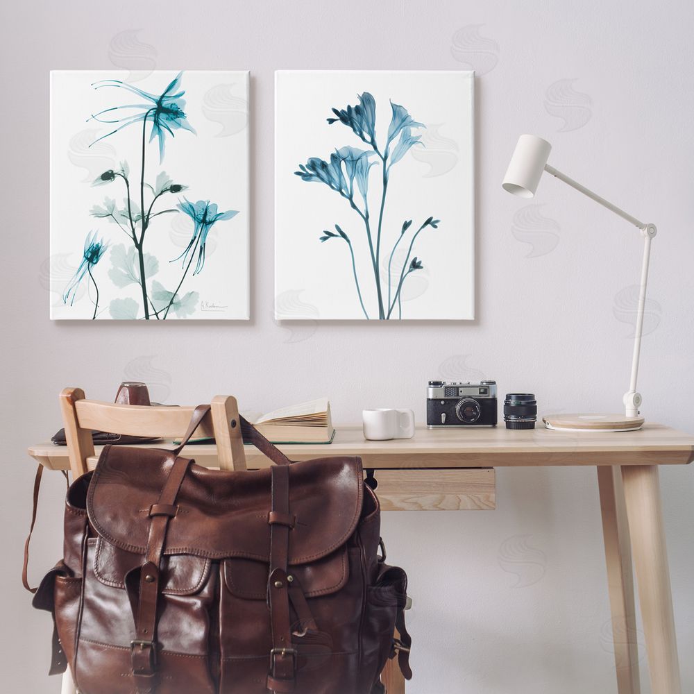 Albert Koetsier Beautiful Minimalist Blue Flower Plant Stem Canvas Wall Art Print in Room