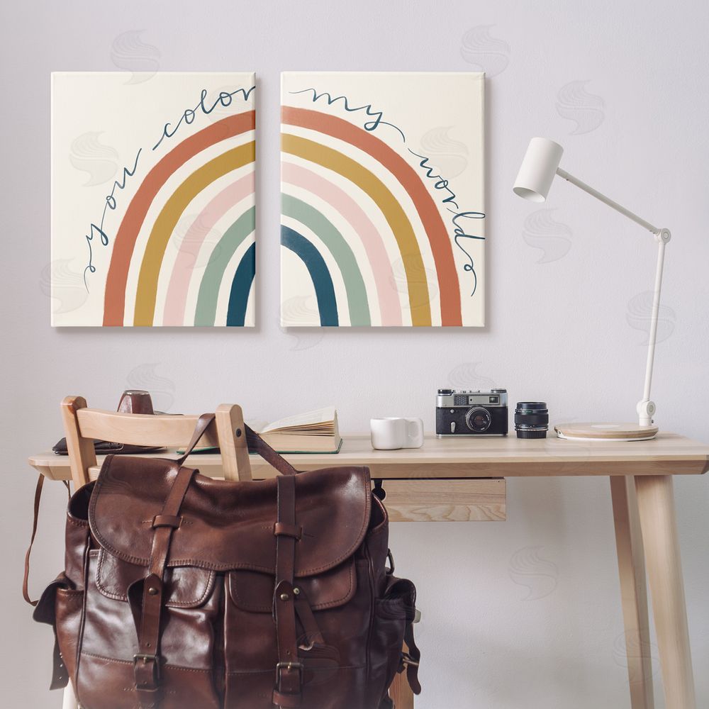 Deborah Curiel Rainbow Script Phrase Design Illustration  Canvas Wall Art Print in Room