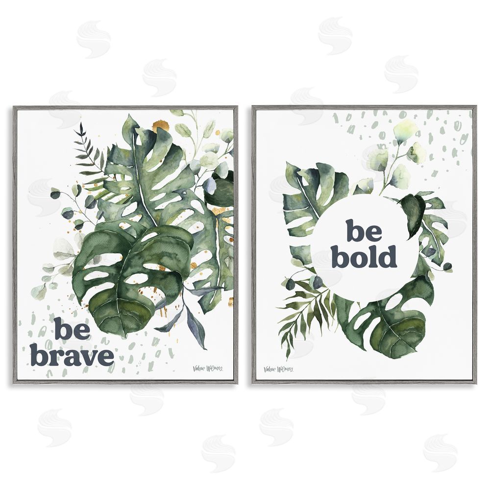 Valerie Wieners Bold & Brave Botanical Watercolor Monstera Gray Framed Giclee Wall Art Print