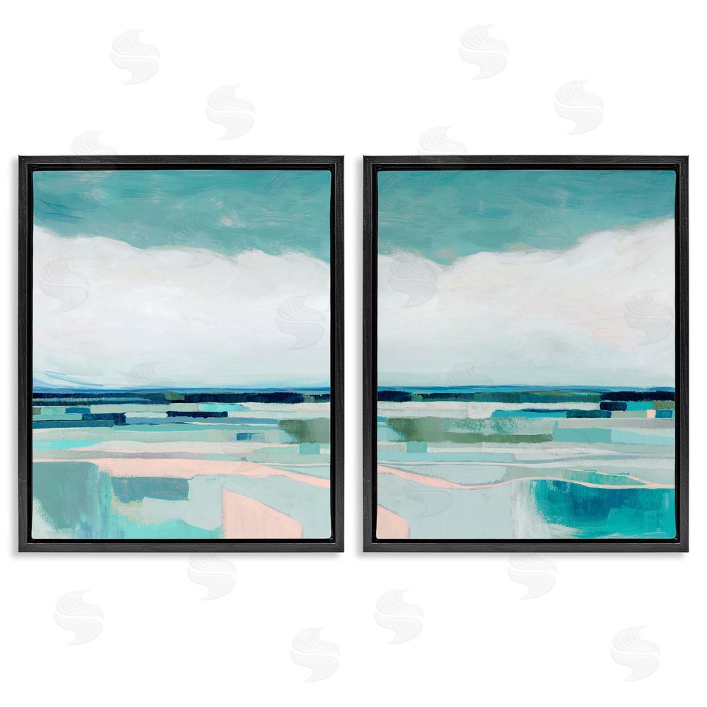 Grace Popp Abstract Green Cloud Modern Geometric Black Floating Frame Canvas Wall Art Print