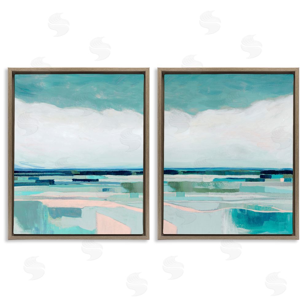 Grace Popp Abstract Green Cloud Modern Geometric Brown Floating Frame Canvas Wall Art Print